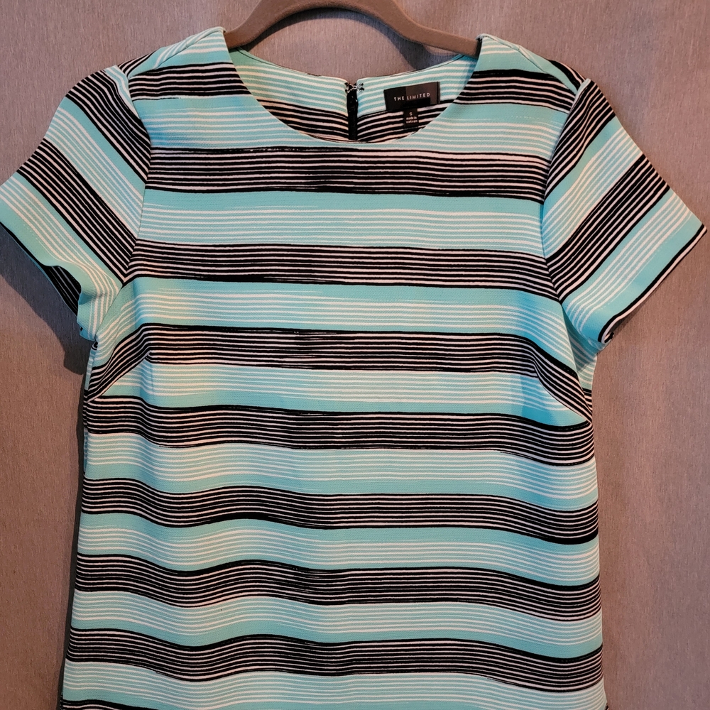 The Limited Women's Striped Top - Aqua and Black